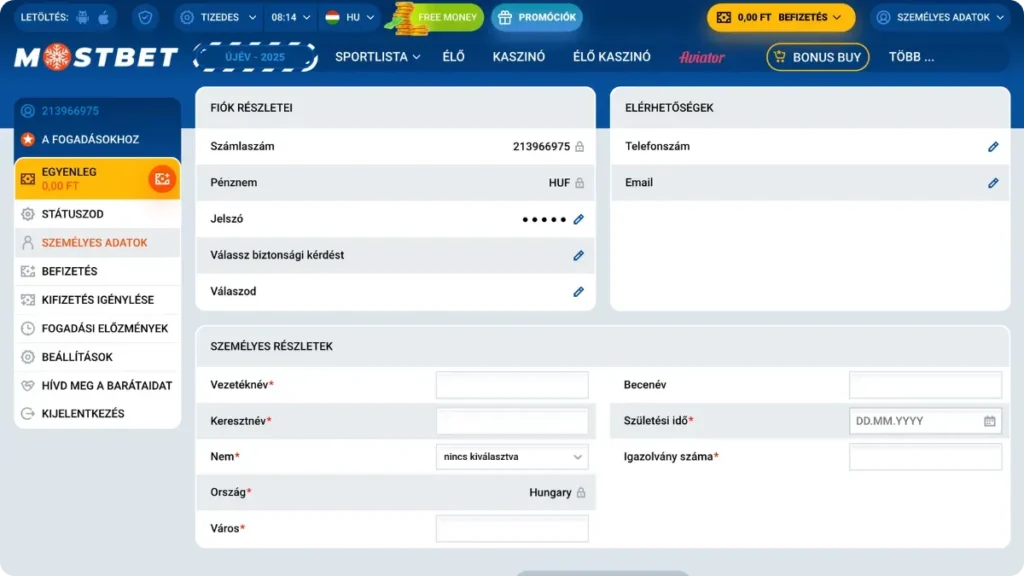 A Mostbet felhasználói fiókjának hitelesítése