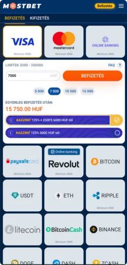 Mostbet betét